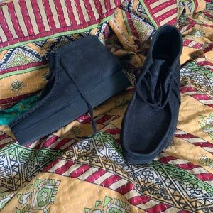 Clarks black suede